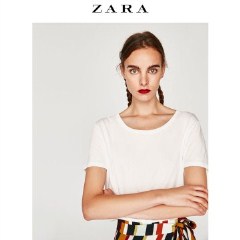 ZARA 女装 不对称设计下摆 T 恤 04174052250 白色 S